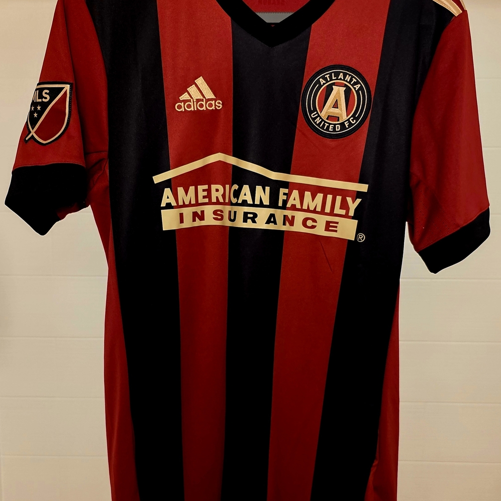 Adidas Atlanta United FC Striped Jersey in Red and Black